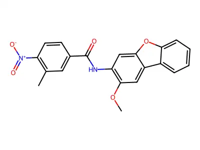N-(2-methoxydibenzofuran-3-yl)-3-methyl-4-nitrobenzamide structure