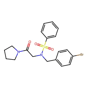 N-[(4-bromophenyl)methyl]-N-(2-oxo-2-pyrrolidin-1-ylethyl)benzenesulfonamide structure