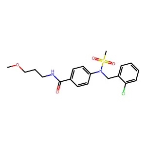 4-[(2-chlorophenyl)methyl-methylsulfonylamino]-N-(3-methoxypropyl)benzamide structure