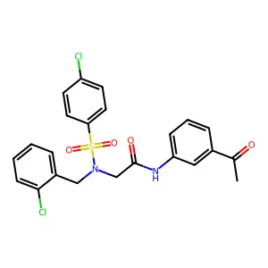 N-(3-acetylphenyl)-2-[(2-chlorophenyl)methyl-(4-chlorophenyl)sulfonylamino]acetamide structure
