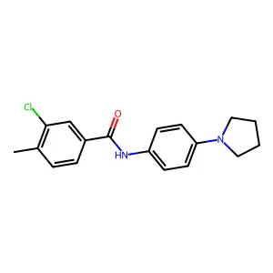 3-chloro-4-methyl-N-(4-pyrrolidin-1-ylphenyl)benzamide structure