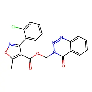 (4-oxo-3,4-dihydro-1,2,3-benzotriazin-3-yl)methyl 3-(2-chlorophenyl)-5-methyl-1,2-oxazole-4-carboxylate structure