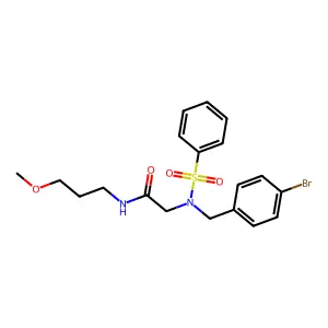2-[benzenesulfonyl-[(4-bromophenyl)methyl]amino]-N-(3-methoxypropyl)acetamide structure