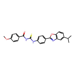 4-methoxy-N-({4-[5-(propan-2-yl)-1,3-benzoxazol-2-yl]phenyl}carbamothioyl)benzamide structure