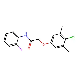 2-(4-chloro-3,5-dimethylphenoxy)-N-(2-iodophenyl)acetamide structure