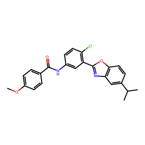 N-{4-chloro-3-[5-(propan-2-yl)-1,3-benzoxazol-2-yl]phenyl}-4-methoxybenzamide structure