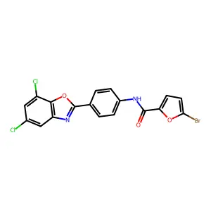 5-bromo-N-[4-(5,7-dichloro-1,3-benzoxazol-2-yl)phenyl]furan-2-carboxamide structure