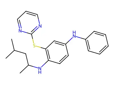 N1-(4-Methylpentan-2-yl)-N4-phenyl-2-(pyrimidin-2-ylsulfanyl)benzene-1,4-diamine structure