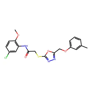 N-(5-chloro-2-methoxyphenyl)-2-({5-[(3-methylphenoxy)methyl]-1,3,4-oxadiazol-2-yl}sulfanyl)acetamide structure
