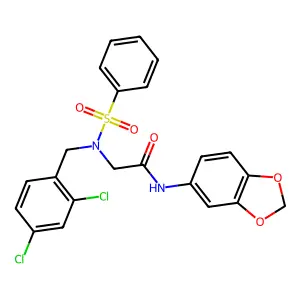 2-[benzenesulfonyl-[(2,4-dichlorophenyl)methyl]amino]-N-(1,3-benzodioxol-5-yl)acetamide structure
