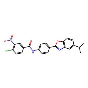 4-chloro-3-nitro-N-[4-(5-propan-2-yl-1,3-benzoxazol-2-yl)phenyl]benzamide structure