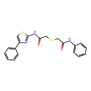 Acetamide, 2-[[2-oxo-2-[(4-phenyl-2-thiazolyl)amino]ethyl]thio]-N-phenyl- structure