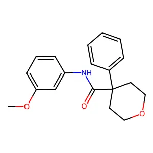 N-(3-methoxyphenyl)-4-phenyltetrahydro-2H-pyran-4-carboxamide structure