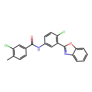 N-[3-(1,3-benzoxazol-2-yl)-4-chlorophenyl]-3-chloro-4-methylbenzamide structure