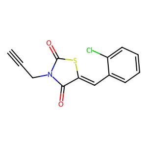 (5E)-5-[(2-chlorophenyl)methylidene]-3-prop-2-ynyl-1,3-thiazolidine-2,4-dione structure