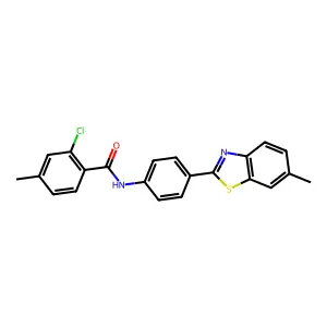 2-chloro-4-methyl-N-[4-(6-methyl-1,3-benzothiazol-2-yl)phenyl]benzamide structure