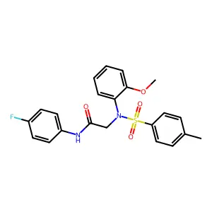 N-(4-fluorophenyl)-2-(2-methoxy-N-(4-methylphenyl)sulfonylanilino)acetamide structure