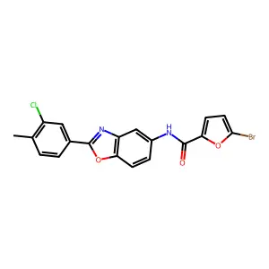 5-bromo-N-[2-(3-chloro-4-methylphenyl)-1,3-benzoxazol-5-yl]furan-2-carboxamide structure