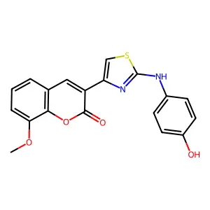 3-[2-(4-hydroxyanilino)-1,3-thiazol-4-yl]-8-methoxy-2H-chromen-2-one structure