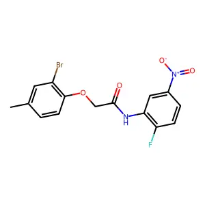 2-(2-bromo-4-methylphenoxy)-N-(2-fluoro-5-nitrophenyl)acetamide structure