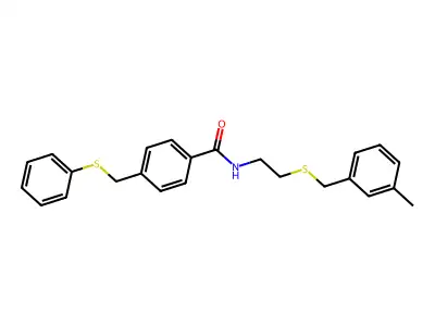 N-[2-[(3-methylphenyl)methylsulfanyl]ethyl]-4-(phenylsulfanylmethyl)benzamide structure