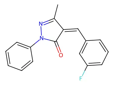 (4Z)-4-[(3-fluorophenyl)methylidene]-5-methyl-2-phenylpyrazol-3-one structure