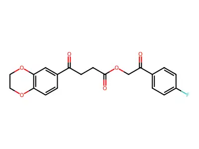 [2-(4-fluorophenyl)-2-oxoethyl] 4-(2,3-dihydro-1,4-benzodioxin-6-yl)-4-oxobutanoate structure