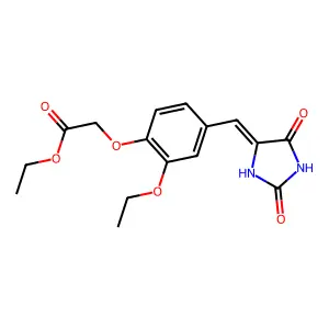 ethyl {4-[(E)-(2,5-dioxoimidazolidin-4-ylidene)methyl]-2-ethoxyphenoxy}acetate structure