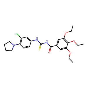 N-[(3-chloro-4-pyrrolidin-1-ylphenyl)carbamothioyl]-3,4,5-triethoxybenzamide structure
