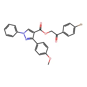 2-(4-bromophenyl)-2-oxoethyl 3-(4-methoxyphenyl)-1-phenyl-1H-pyrazole-4-carboxylate structure