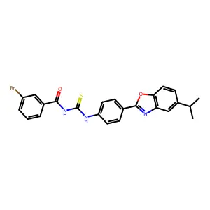 3-bromo-N-[[4-(5-propan-2-yl-1,3-benzoxazol-2-yl)phenyl]carbamothioyl]benzamide structure