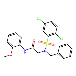 2-[benzyl-(2,5-dichlorophenyl)sulfonylamino]-N-(2-methoxyphenyl)acetamide structure