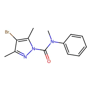 4-bromo-N,3,5-trimethyl-N-phenylpyrazole-1-carboxamide structure