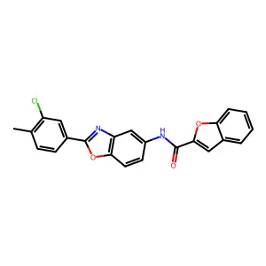 N-[2-(3-chloro-4-methylphenyl)-1,3-benzoxazol-5-yl]-1-benzofuran-2-carboxamide structure
