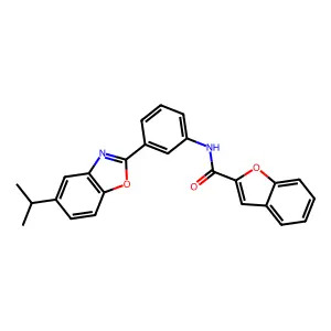 N-{3-[5-(propan-2-yl)-1,3-benzoxazol-2-yl]phenyl}-1-benzofuran-2-carboxamide structure
