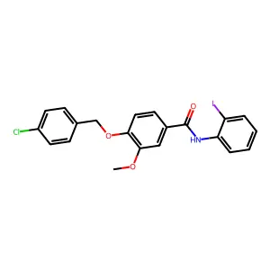 4-[(4-chlorobenzyl)oxy]-N-(2-iodophenyl)-3-methoxybenzamide structure