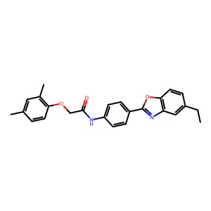 2-(2,4-dimethylphenoxy)-N-[4-(5-ethyl-1,3-benzoxazol-2-yl)phenyl]acetamide structure