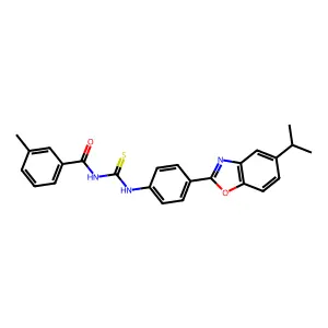 3-methyl-N-[[4-(5-propan-2-yl-1,3-benzoxazol-2-yl)phenyl]carbamothioyl]benzamide structure