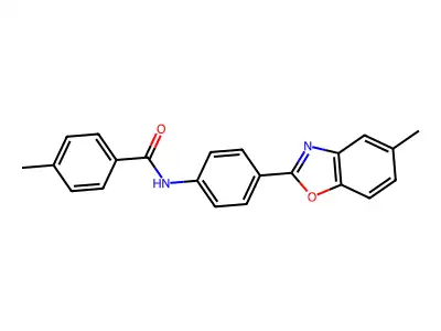 4-methyl-N-[4-(5-methyl-1,3-benzoxazol-2-yl)phenyl]benzamide structure