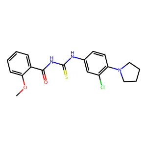 N-[(3-chloro-4-pyrrolidin-1-ylphenyl)carbamothioyl]-2-methoxybenzamide structure