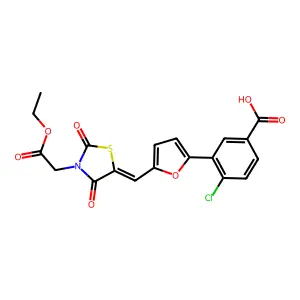 4-CHLORO-3-(5-{[(5E)-3-(2-ETHOXY-2-OXOETHYL)-2,4-DIOXO-1,3-THIAZOLIDIN-5-YLIDENE]METHYL}FURAN-2-YL)BENZOIC ACID structure