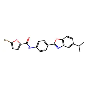 5-bromo-N-[4-(5-propan-2-yl-1,3-benzoxazol-2-yl)phenyl]furan-2-carboxamide structure