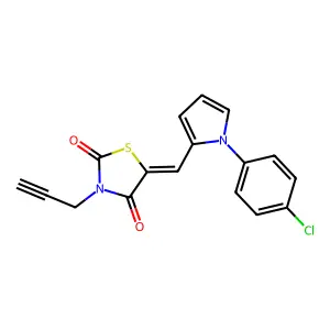 (5E)-5-[[1-(4-chlorophenyl)pyrrol-2-yl]methylidene]-3-prop-2-ynyl-1,3-thiazolidine-2,4-dione structure