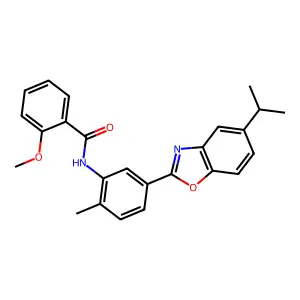 2-methoxy-N-{2-methyl-5-[5-(propan-2-yl)-1,3-benzoxazol-2-yl]phenyl}benzamide structure