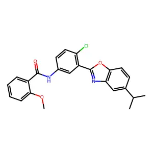 N-[4-chloro-3-(5-propan-2-yl-1,3-benzoxazol-2-yl)phenyl]-2-methoxybenzamide structure