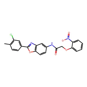 N-[2-(3-chloro-4-methylphenyl)-1,3-benzoxazol-5-yl]-2-(2-nitrophenoxy)acetamide structure