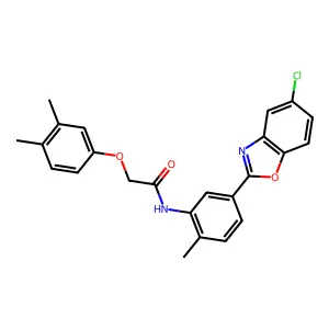 N-[5-(5-chloro-1,3-benzoxazol-2-yl)-2-methylphenyl]-2-(3,4-dimethylphenoxy)acetamide structure