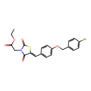 ethyl [(5E)-5-{4-[(4-bromobenzyl)oxy]benzylidene}-2,4-dioxo-1,3-thiazolidin-3-yl]acetate structure