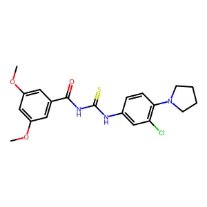 N-{[3-chloro-4-(pyrrolidin-1-yl)phenyl]carbamothioyl}-3,5-dimethoxybenzamide structure