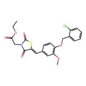 ethyl [(5E)-5-{4-[(2-chlorobenzyl)oxy]-3-methoxybenzylidene}-2,4-dioxo-1,3-thiazolidin-3-yl]acetate structure